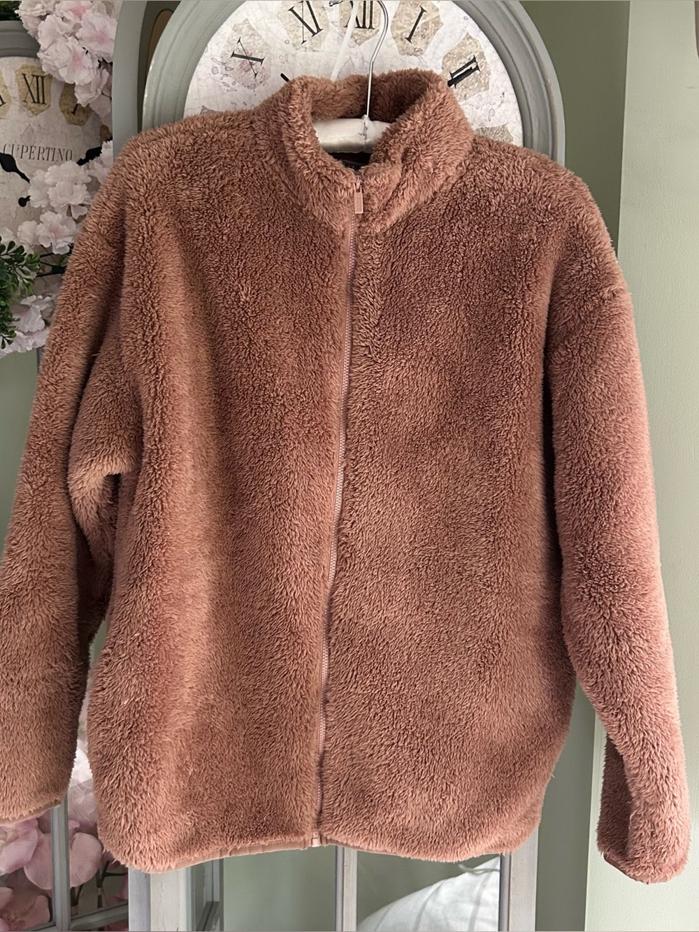 Victoria's Secret PINK Teddy Jacket Full-Zip Sherpa Rose Brown Size S